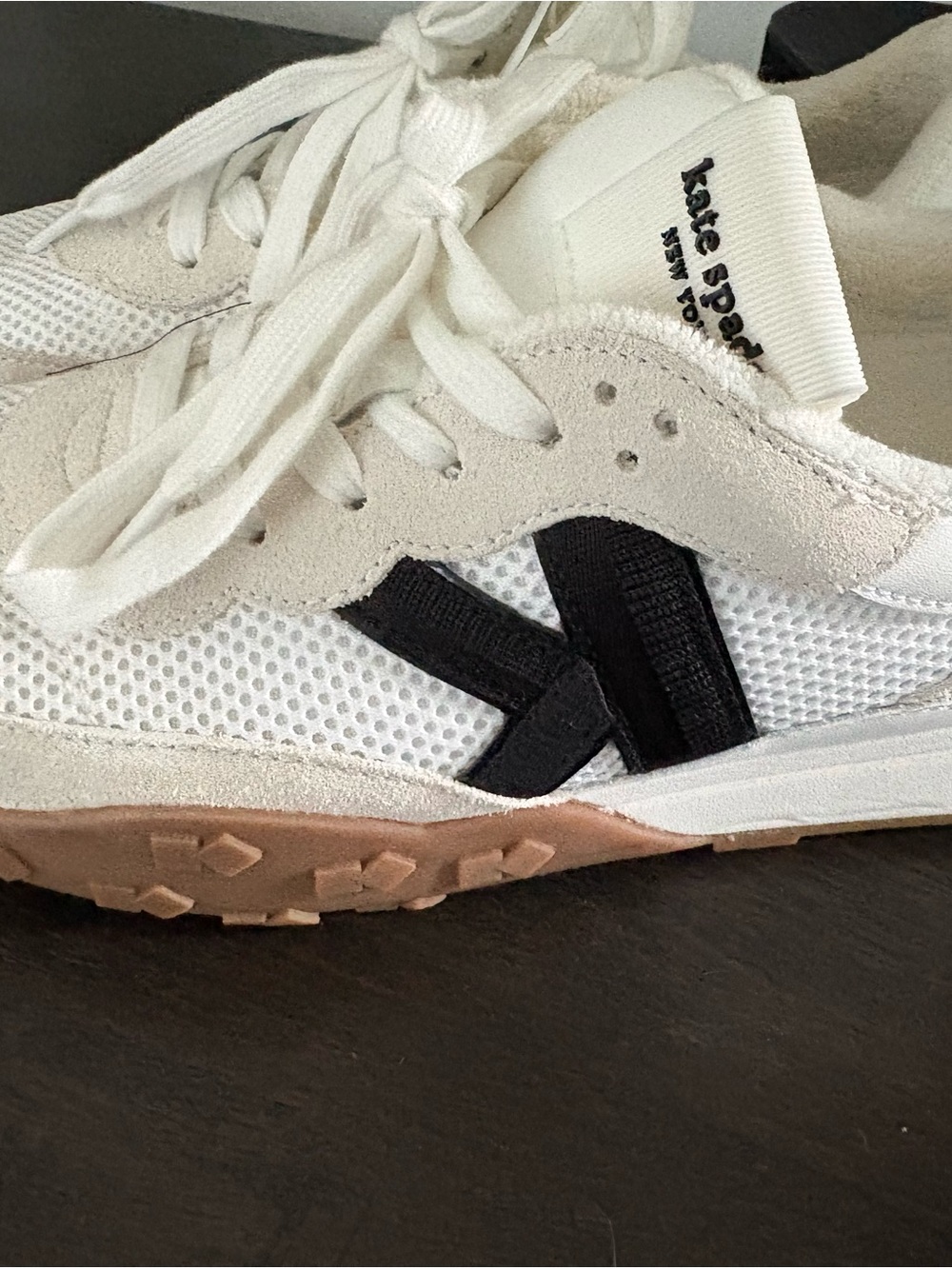 kate spade White and Black Mesh & Leather Sneakers with Gum Sole - Picture 8 of 10